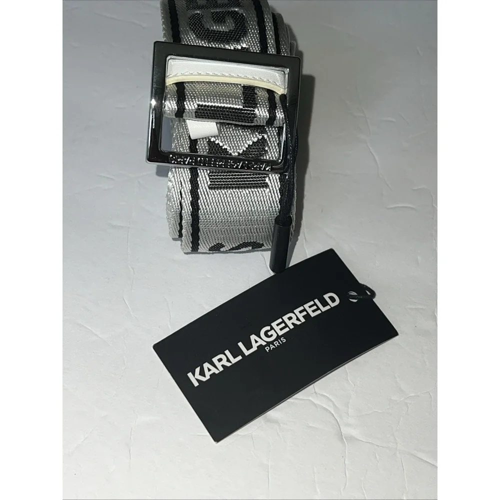 Karl Lagerfeld Logo Webbing Belt -Gray |NWT | Size L/XL |